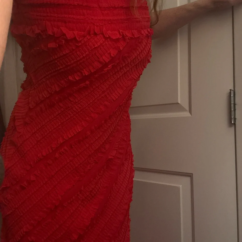 Endless Rose Vibrant Red Ruffle Strapless Dress Small - Picture 6 of 10